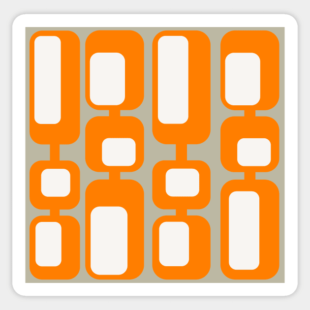 Orange and white abstract geometrical retro mid century pattern Sticker by pauloneill-art